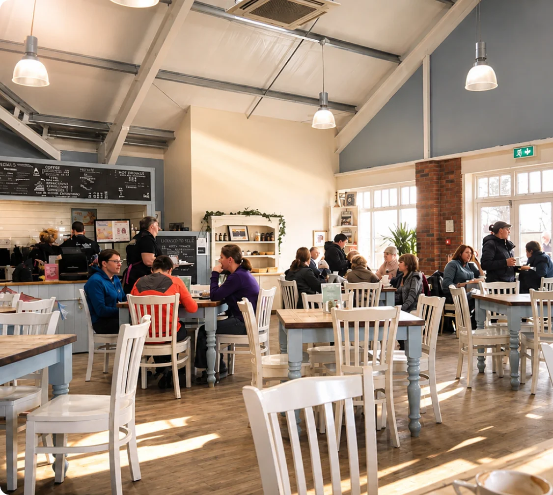 Dining area inside Robins Rest Caf&eacute; Bistro